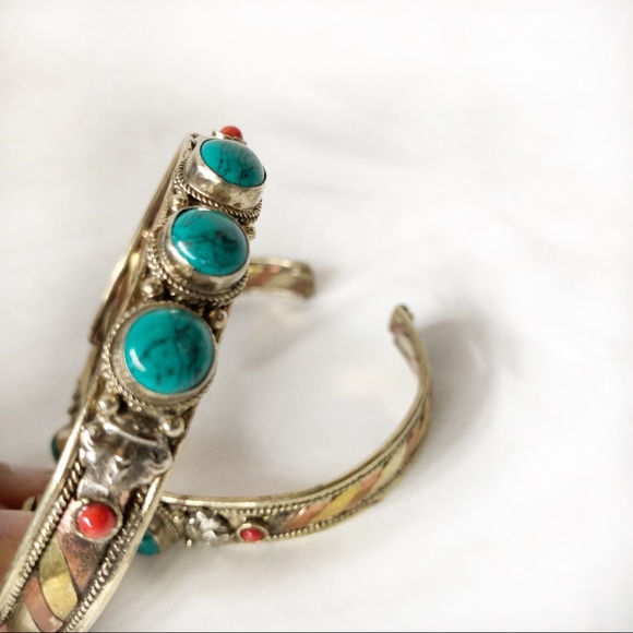 Boho bracelet adjustable cuff - stone bracelet 1pc - Picture 3 of 4